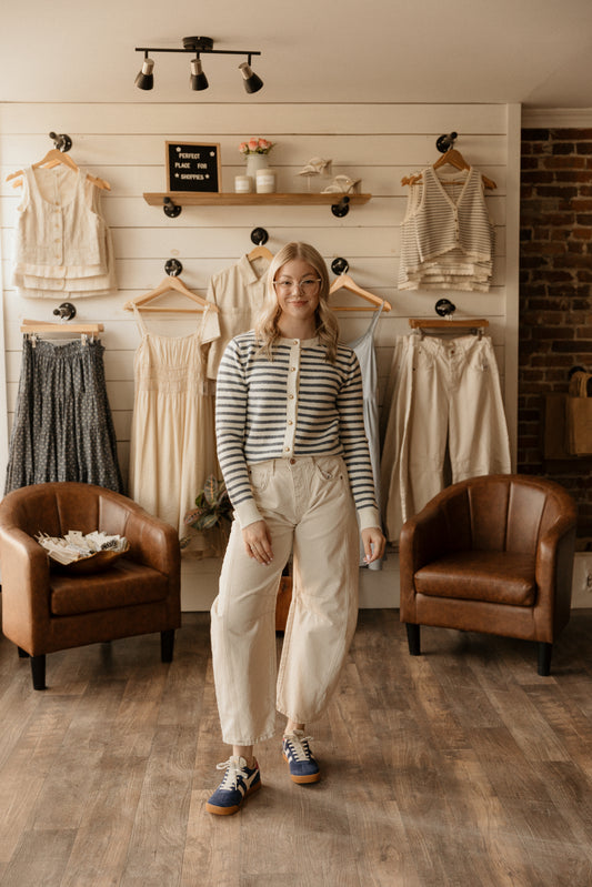 Classic Cardigan | Marine Stripe