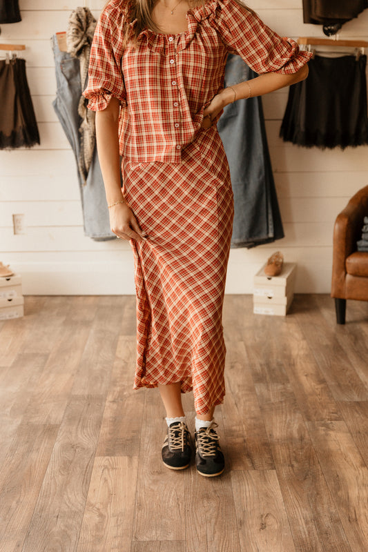 Callie | Plaid Midi Skirt