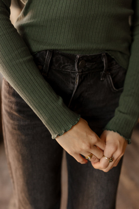 Green Ribbed | Long Sleeve