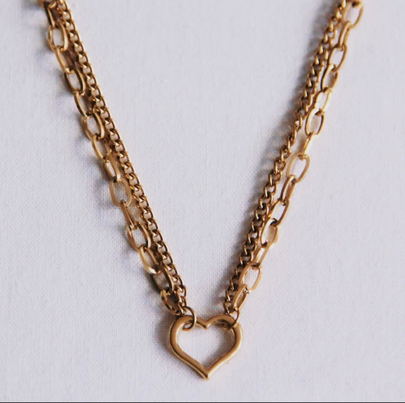 Double Link Open Heart | Necklace