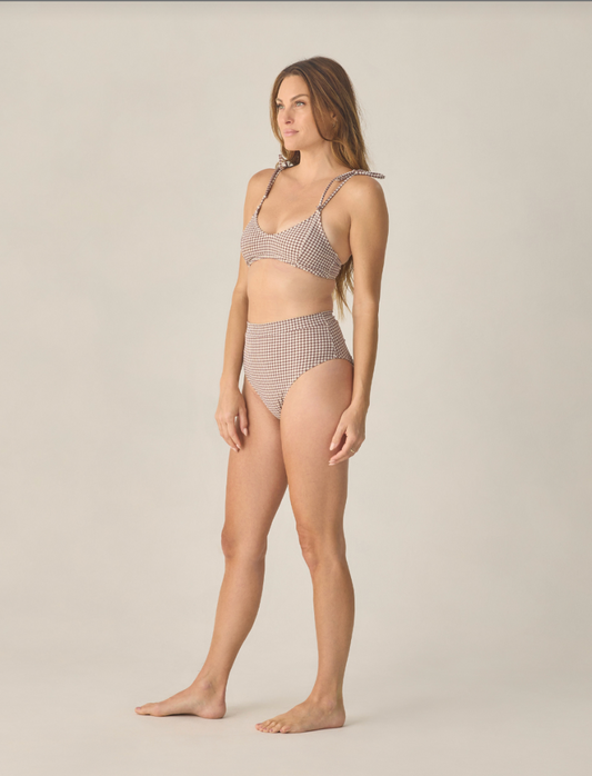 Alba Bikini Top | Chocolate Houndstooth