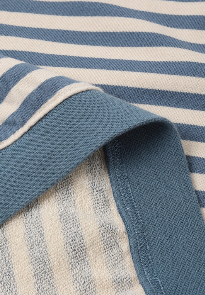 Oversized Crew + Short Set | Marine Stripe