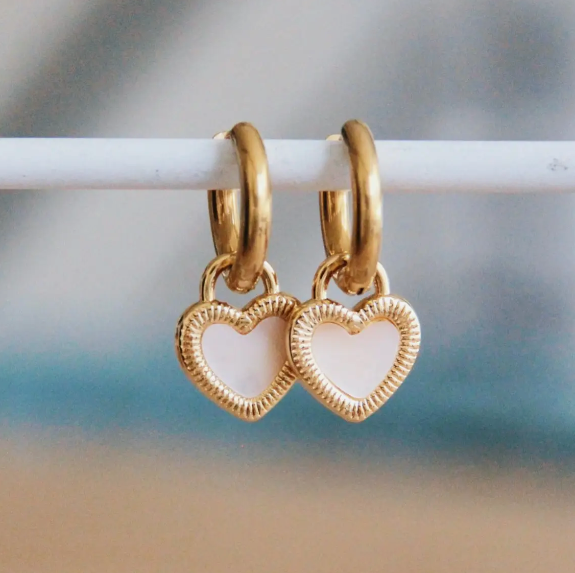 Cream Heart Earrings