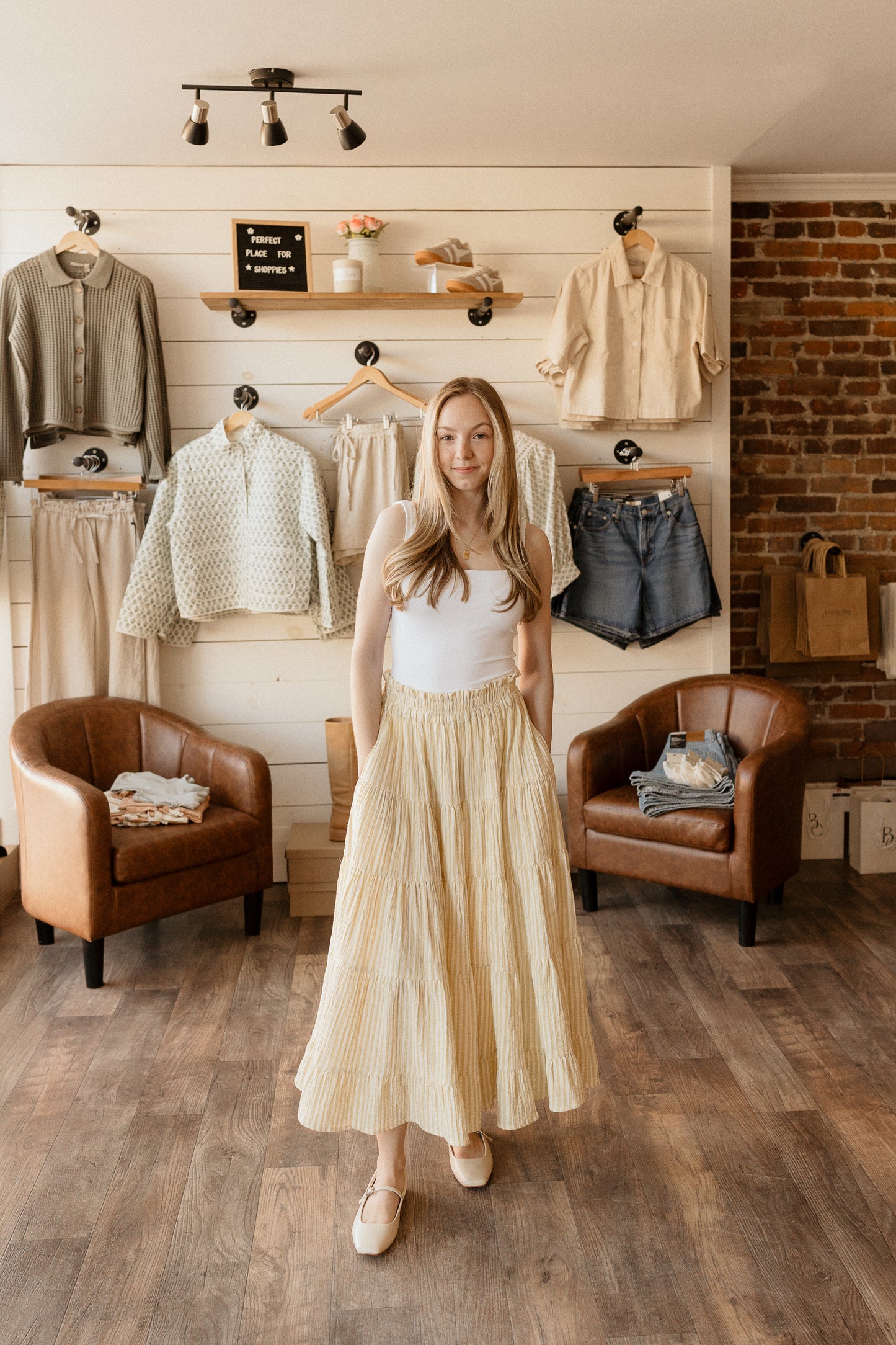 Ruffled Tiered Maxi Skirt | Lemon Citron