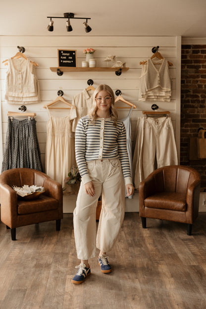 Classic Cardigan | Marine Stripe