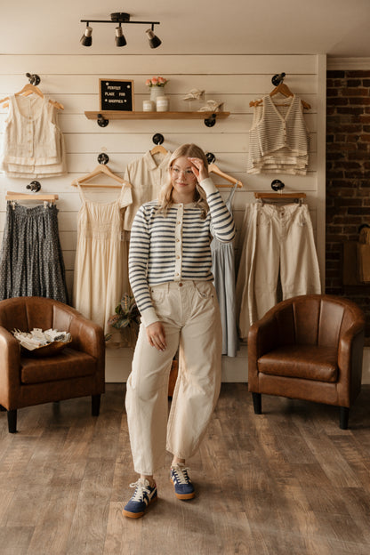 Classic Cardigan | Marine Stripe