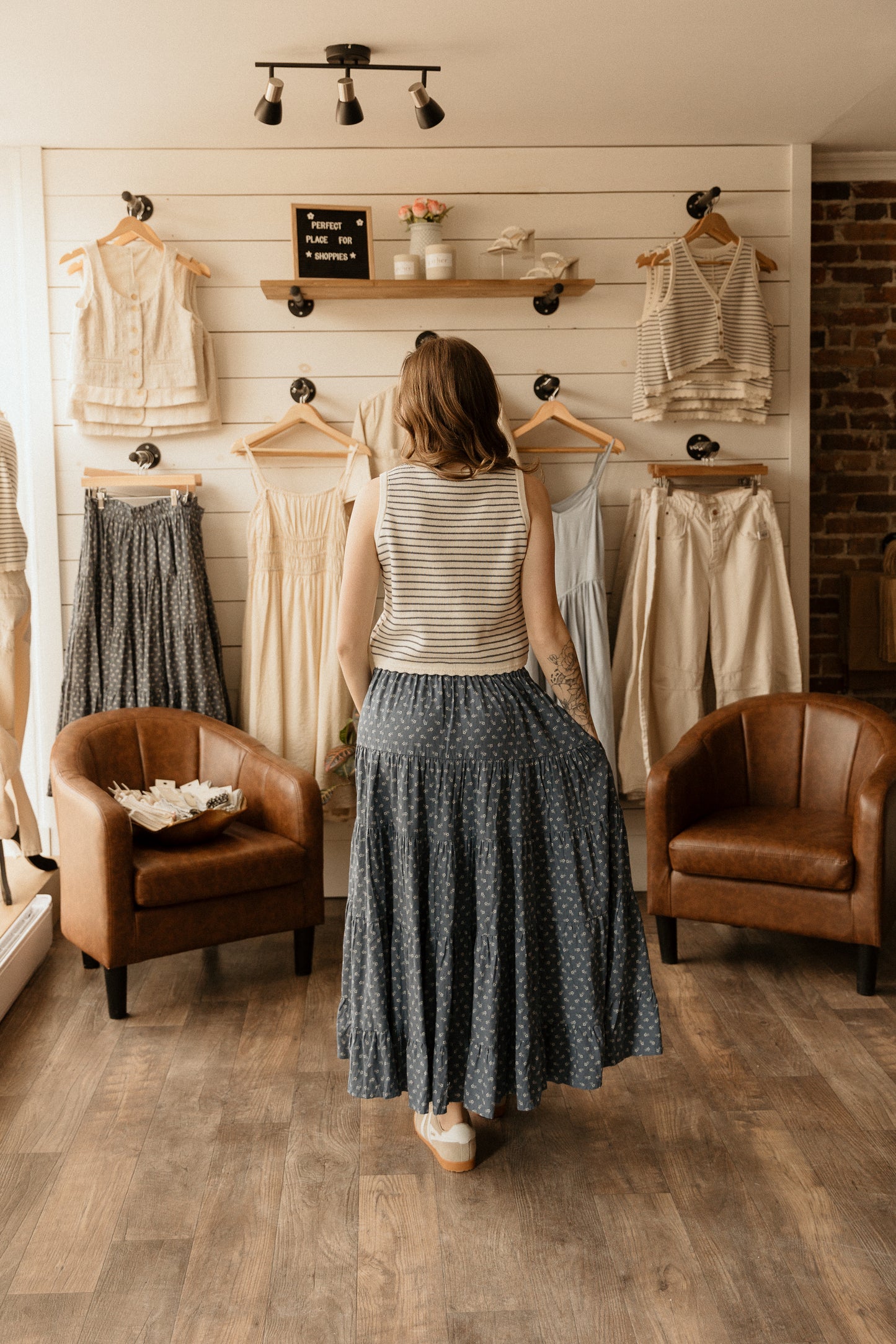 Ruffled Tiered Maxi Skirt | Blue Ditsy