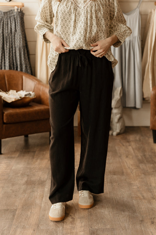 Black Linen | Trousers