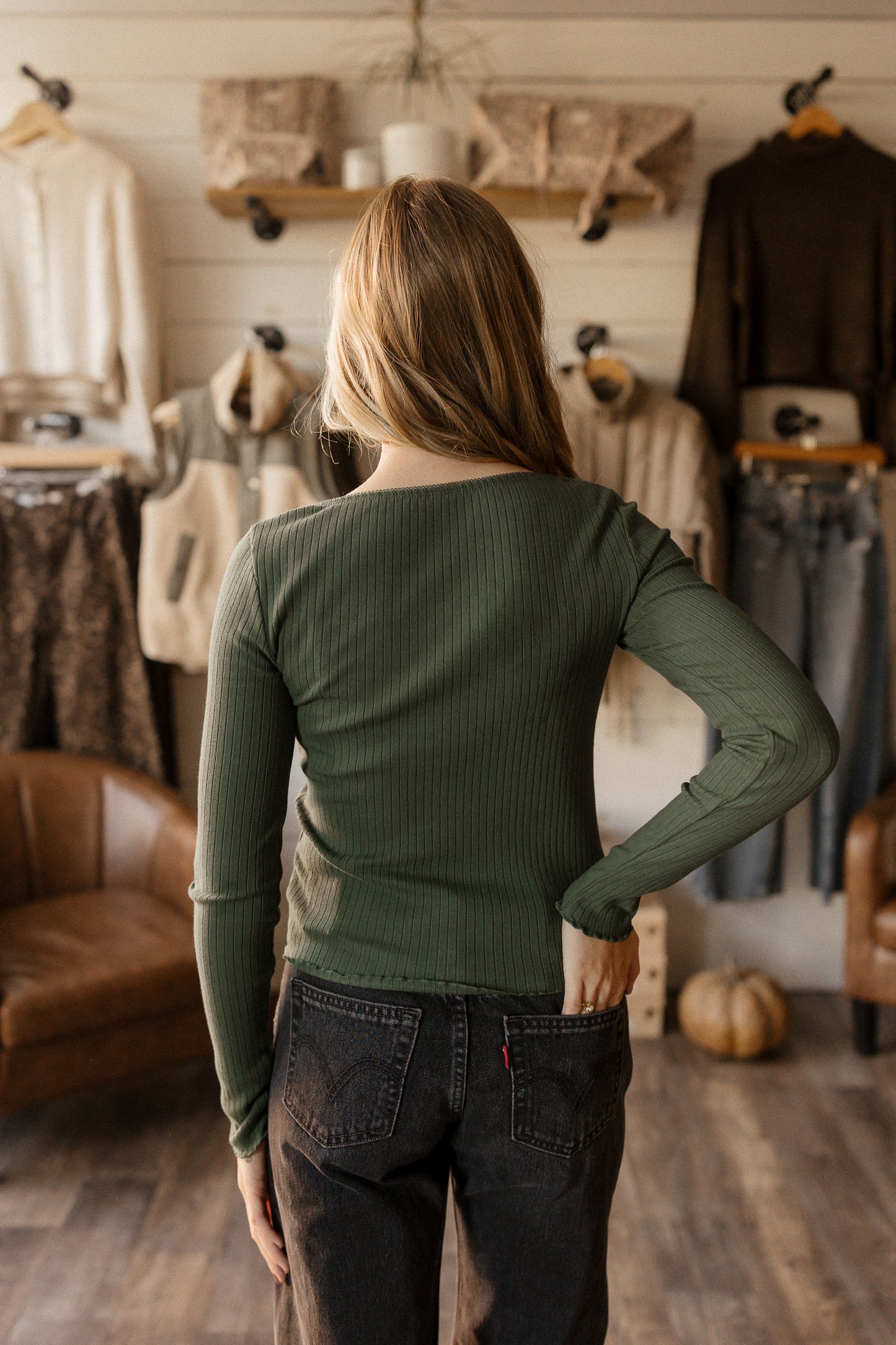 Green Ribbed | Long Sleeve