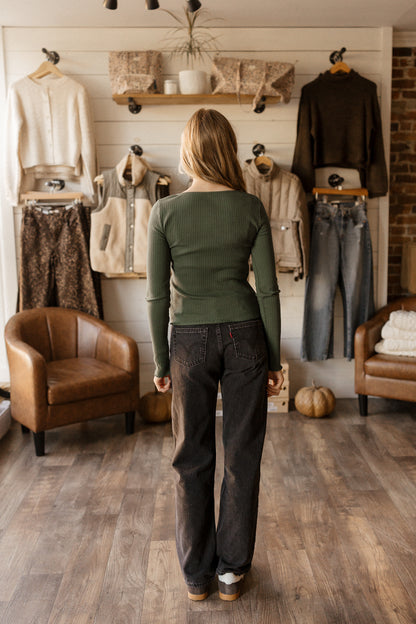 Green Ribbed | Long Sleeve