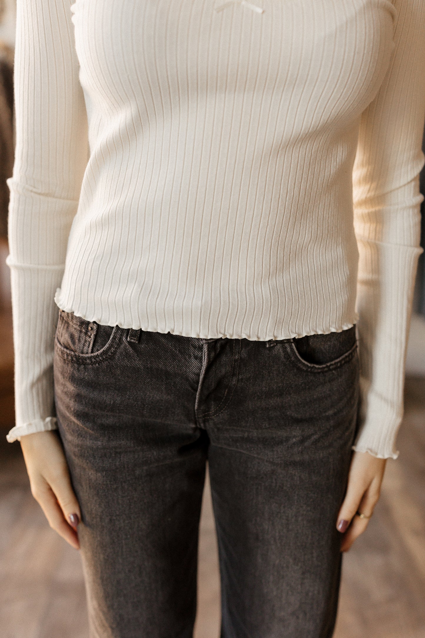 Ivory Ribbed | Long Sleeve
