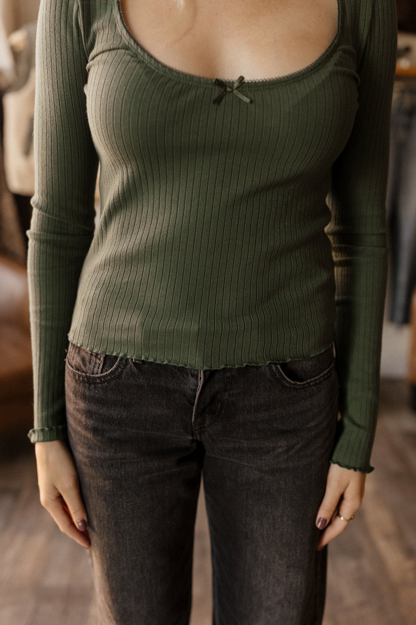 Green Ribbed | Long Sleeve