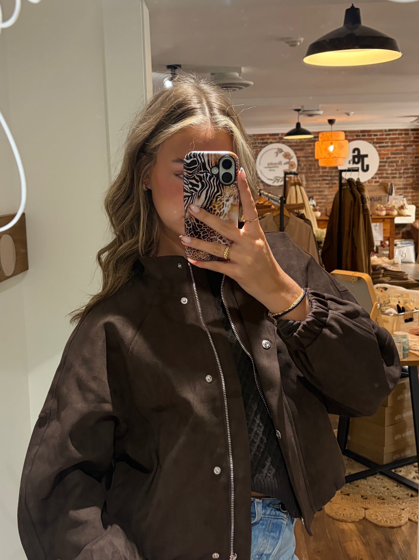 Mia | Chocolate Suede Jacket