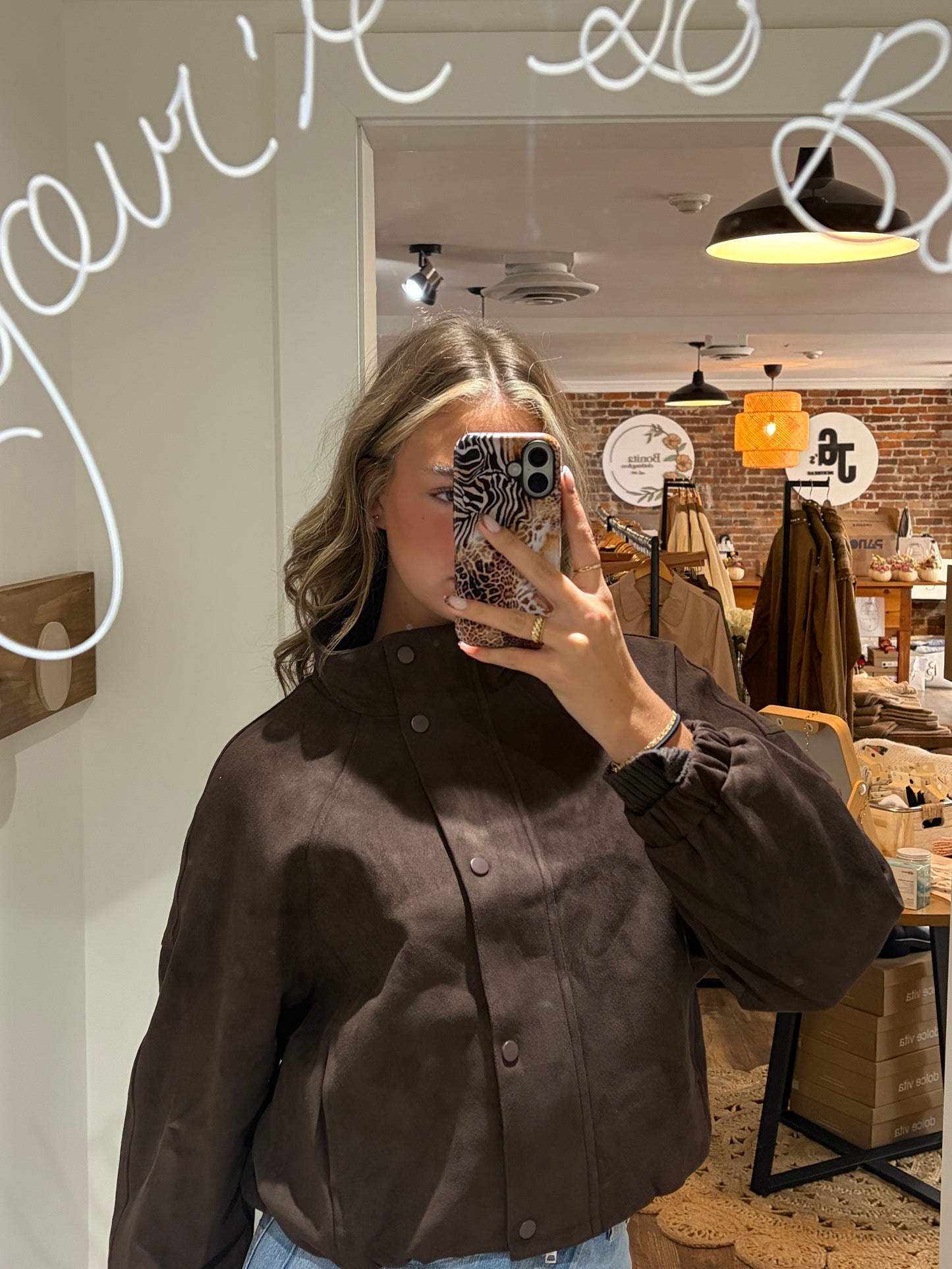 Mia | Chocolate Suede Jacket