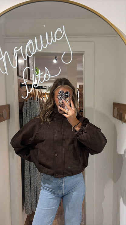 Mia | Chocolate Suede Jacket