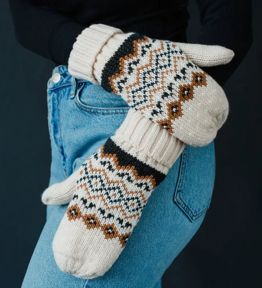 Cream/Camel Pattern | Mittens