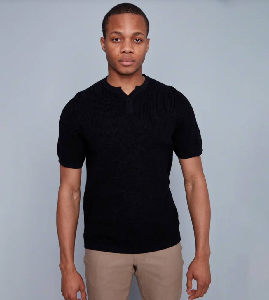 Black Knit | Henley Tee