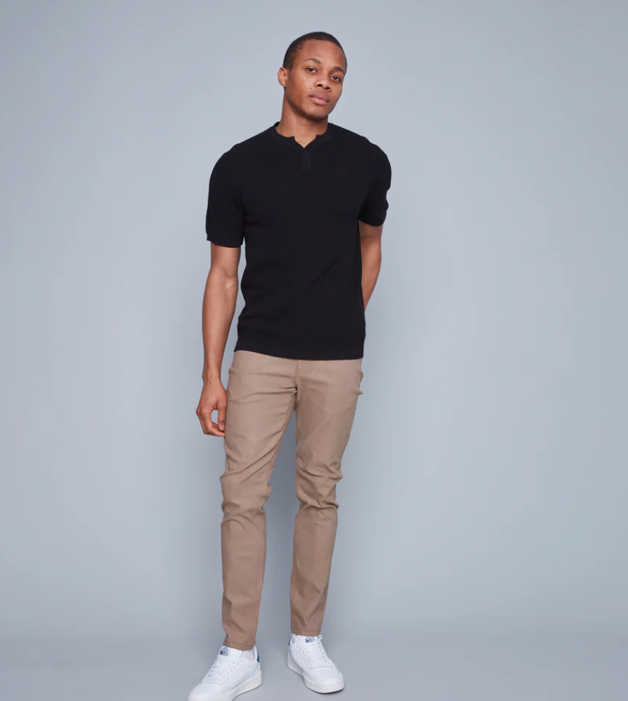 Black Knit | Henley Tee