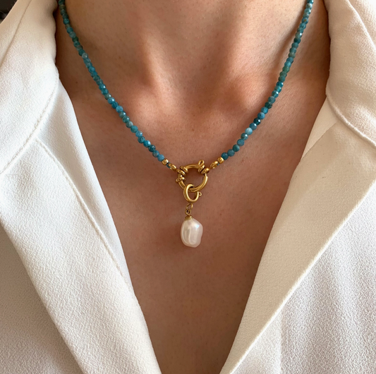 Apatite Blue Steel Natural Stone | Necklace