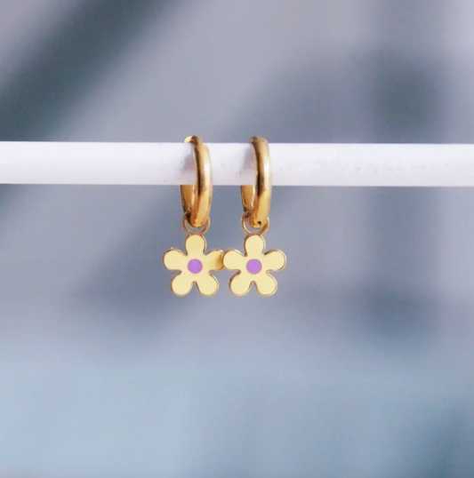 Yellow/Purple Daisy | Earrings
