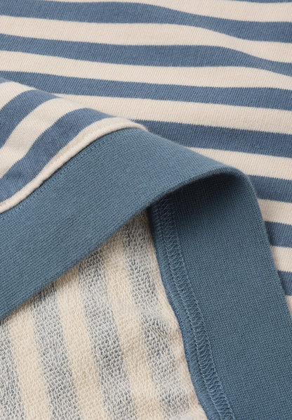 Oversized Crew + Short Set | Marine Stripe