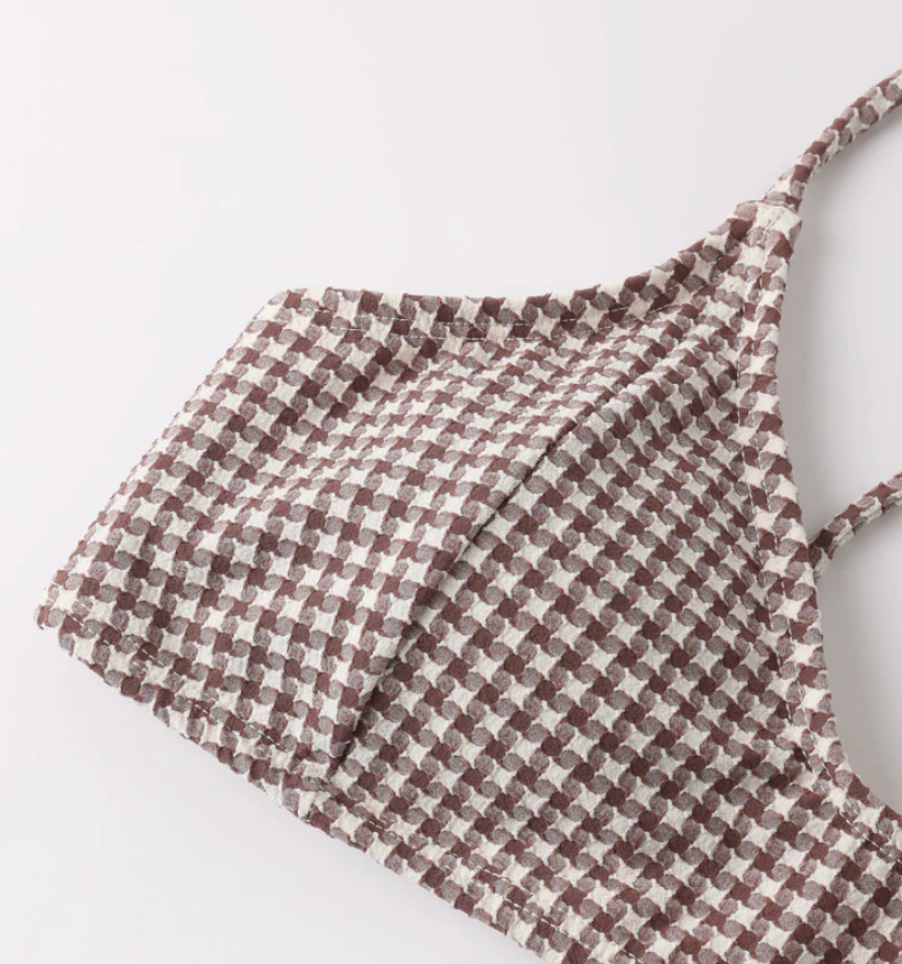 Alba Bikini Top | Chocolate Houndstooth
