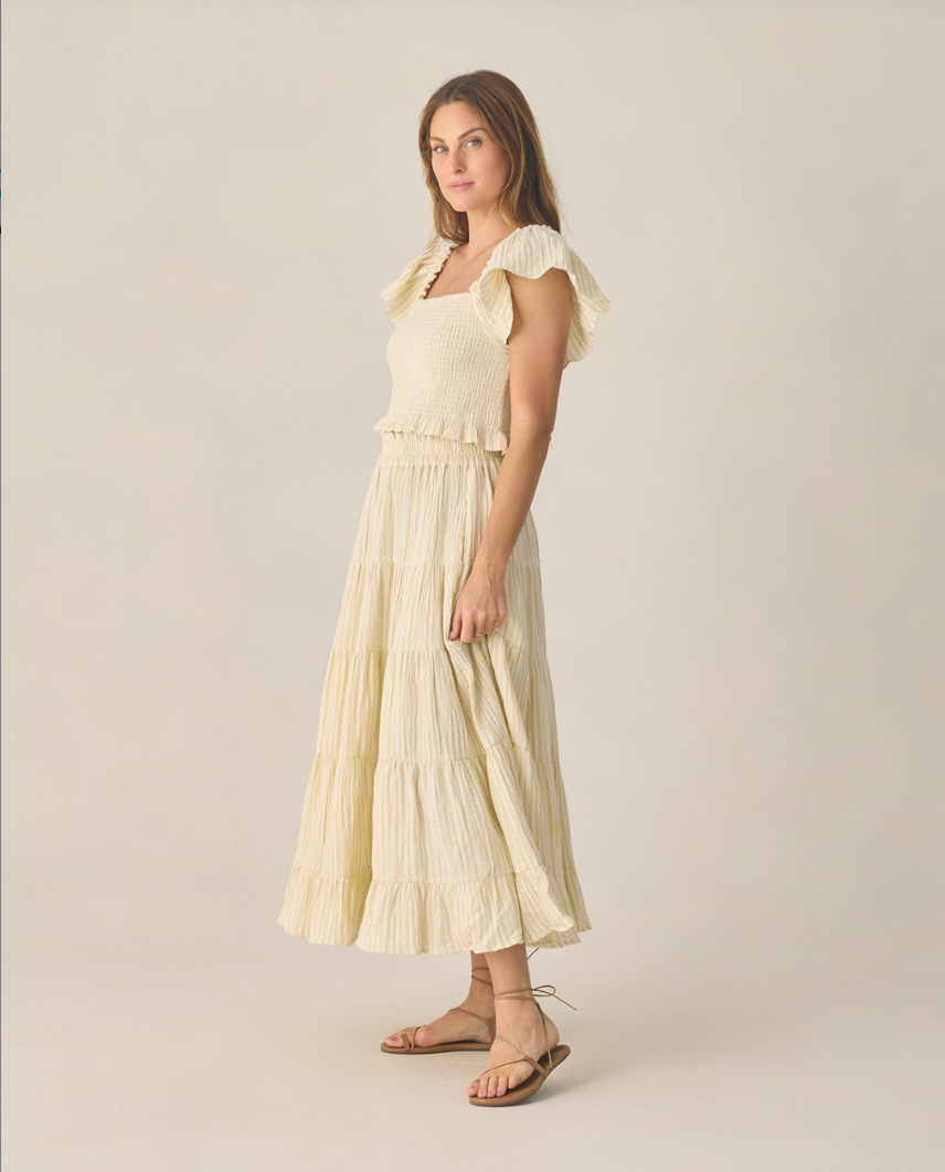 Ruffled Tiered Maxi Skirt | Lemon Citron