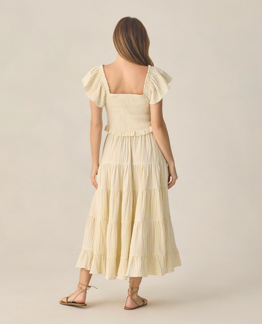 Ruffled Tiered Maxi Skirt | Lemon Citron