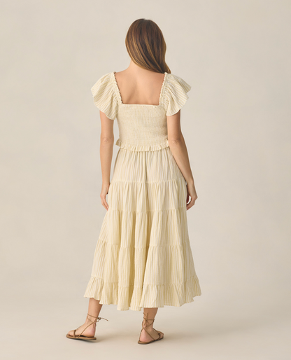 Ruffled Tiered Maxi Skirt | Lemon Citron