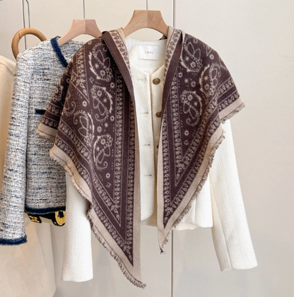 Vintage Paisley Triangle Scarf | Brown