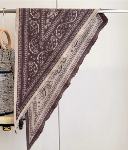 Vintage Paisley Triangle Scarf | Brown