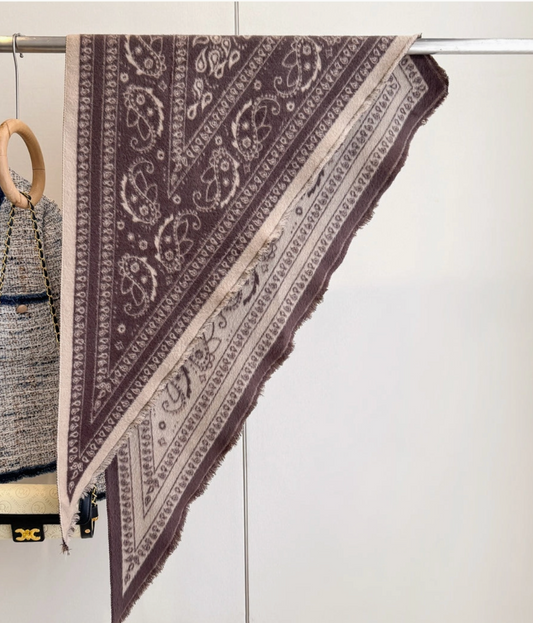 PRE ORDER: Vintage Paisley Triangle Scarf | Brown