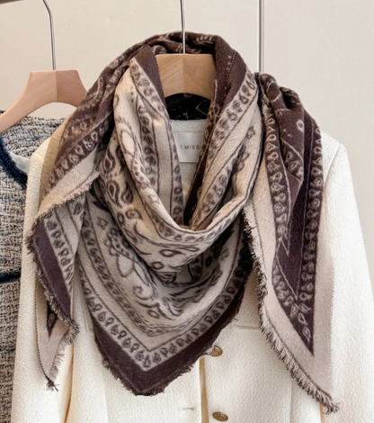 Vintage Paisley Triangle Scarf | Brown