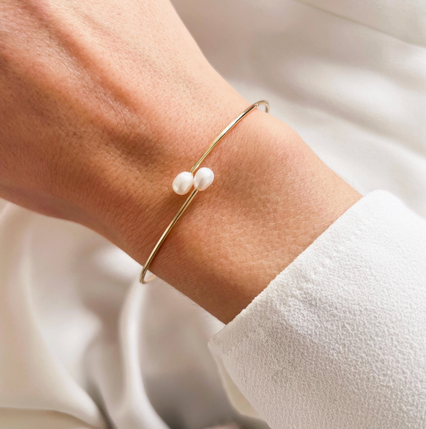 Gold Pearl | Bangle Bracelet