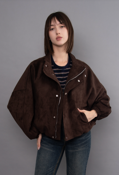 Mia | Chocolate Suede Jacket